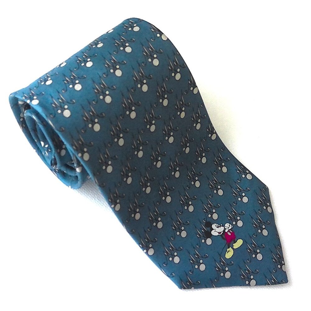 The Tie Works Men's 100% Silk Tie Balancine Made in USA Blue W Mickey EUC